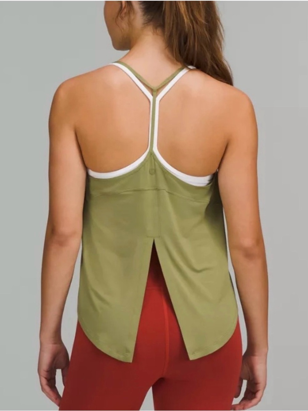 Lululemon Olive Green Strappy Racerback Tank | Open Back Workout Top - Picture 4 of 5